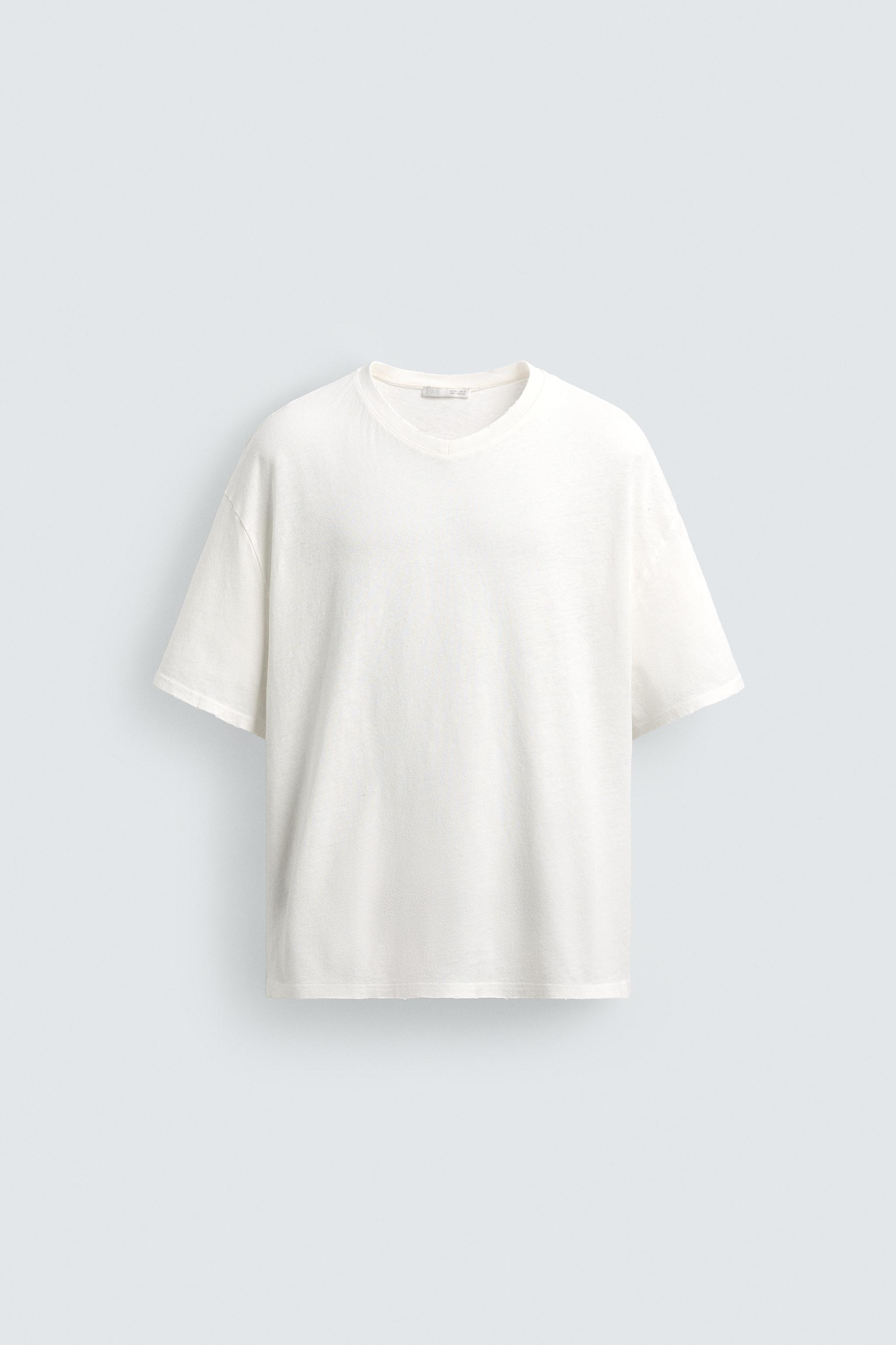 T-SHIRT COL V COTON-CHANVRE